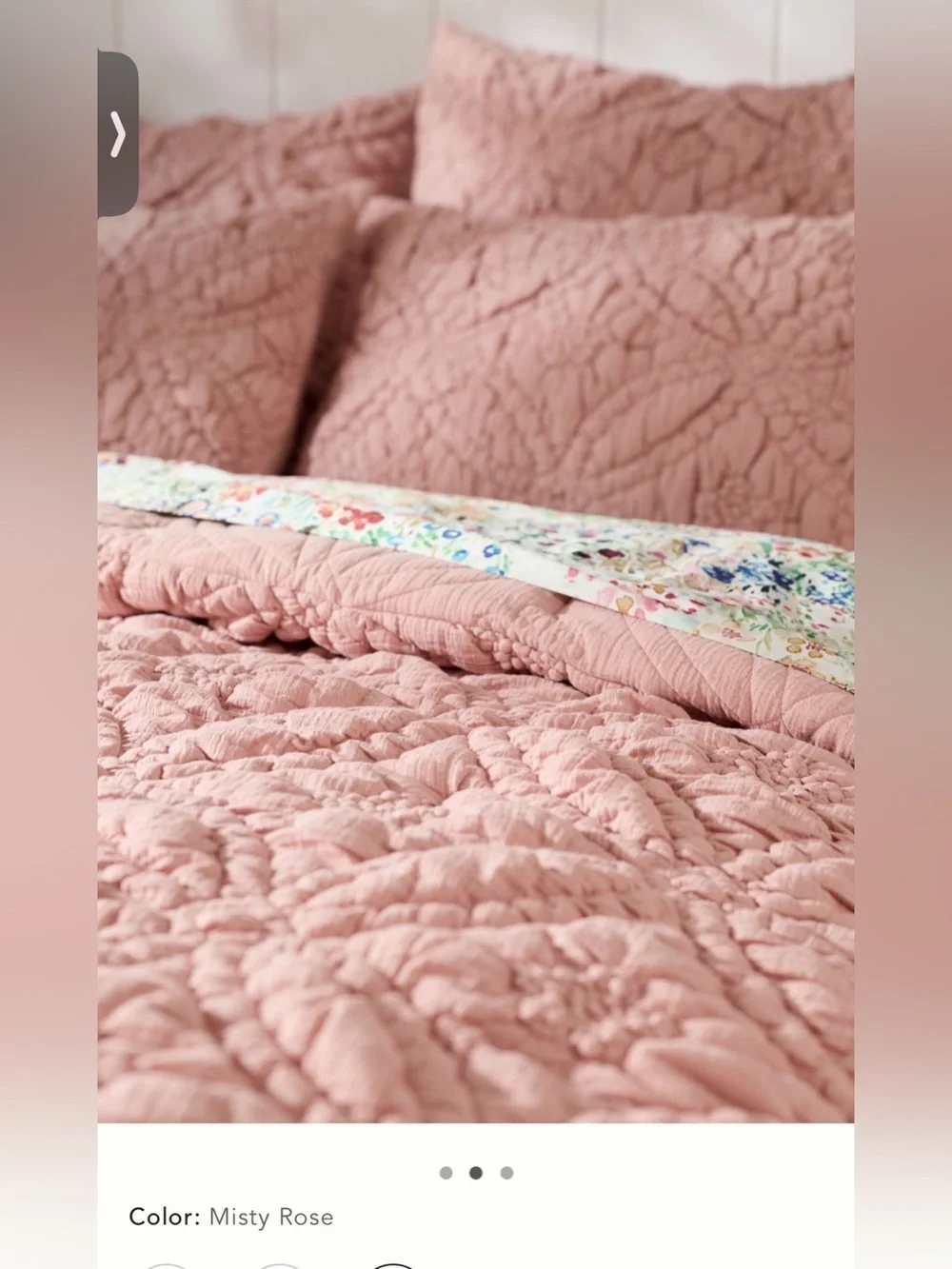 New Anthropologie everly cotton floral euro sham textured misty rose pink cover